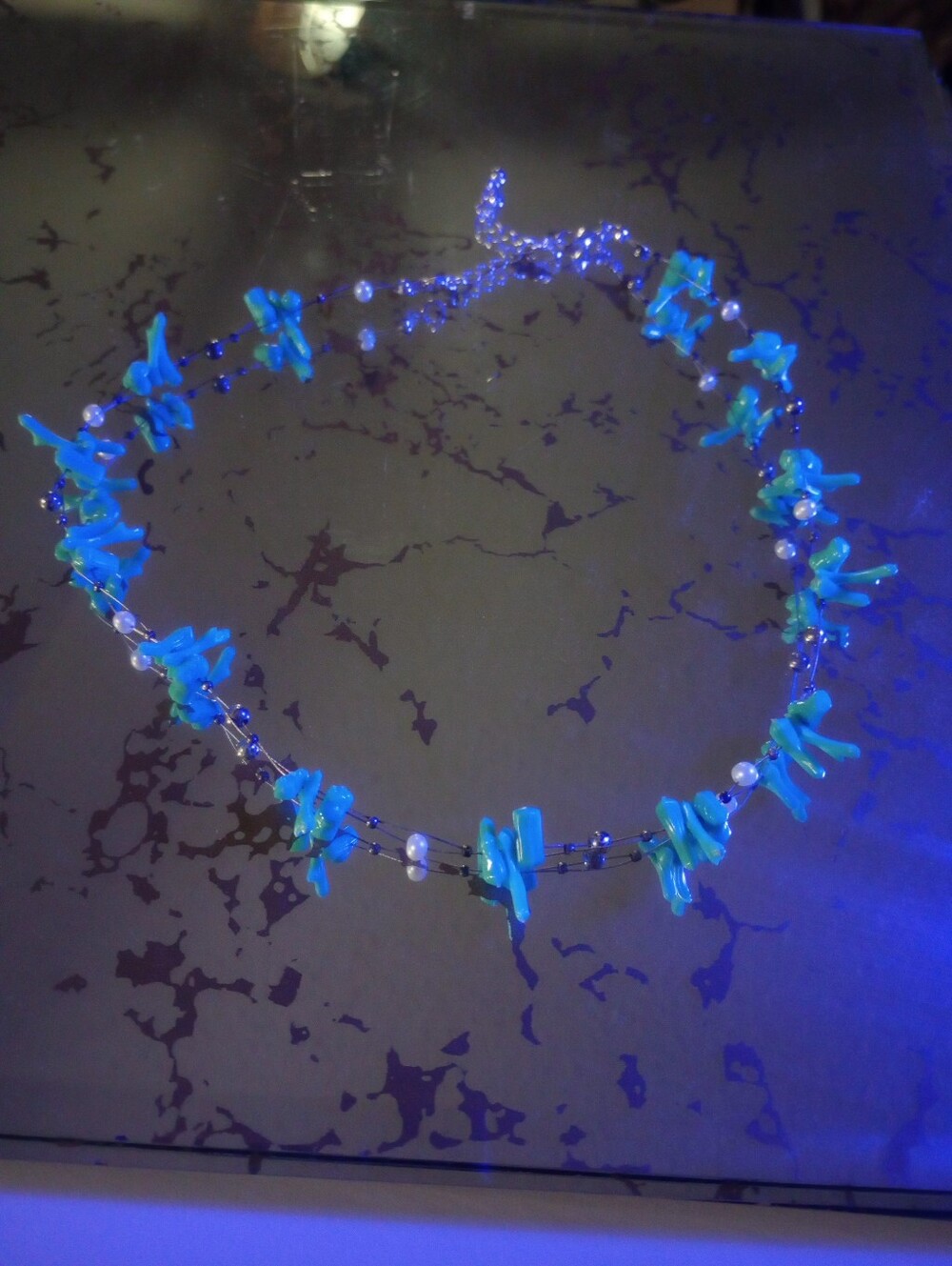 Handcrafted Blue Chip Bead Necklace for Women